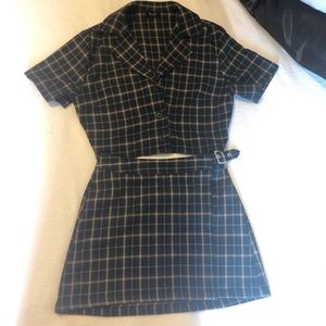 green plaid brandy melville set